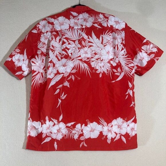 Royal Creations Hawaiian Shirt Mens L Red Floral‎ Resort Wear Vacation Travel - Picture 7 of 8